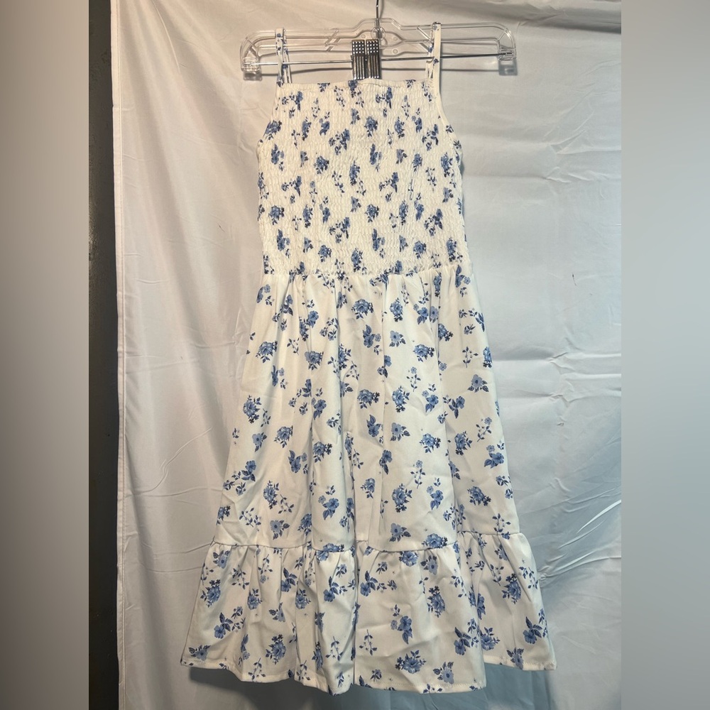 Shein Floral White and Blue Sleeveless Dress Size 2 US